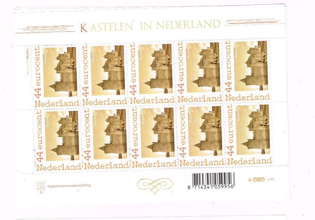 kasteel muiderslot persoonlijke zegel vel van 10 x 44, Postzegels en Munten, Postzegels | Nederland, Ophalen of Verzenden, Na 1940