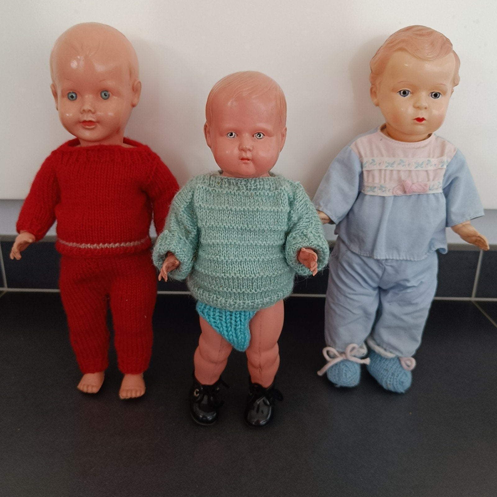 Set van 3 vintage poppen., Verzamelen, Poppen, Ophalen of Verzenden, Gebruikt, Babypop