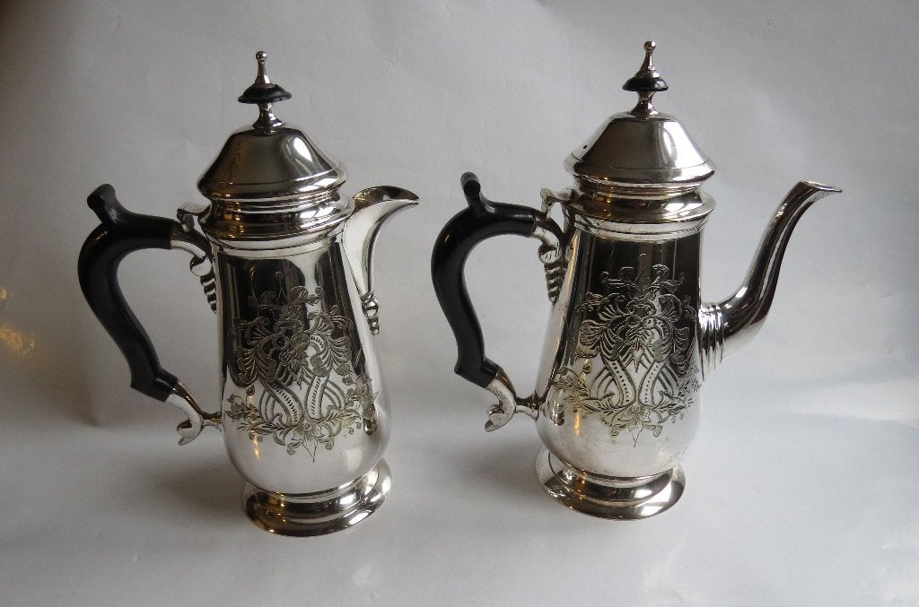 Antieke Engelse EPNS koffiepot en chocolade kan c.1900-1920, Ophalen of Verzenden