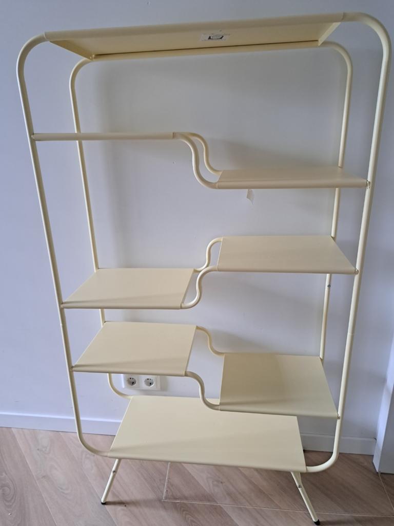 Metalen rek met 5 planken - 80(b)x140(h)x30(d) zacht.geel, Ophalen, Met plank(en), 100 tot 150 cm, Nieuw