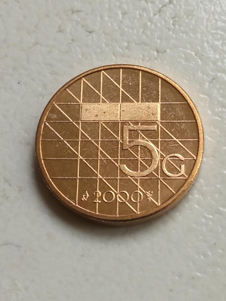 Nederland 5 gulden 2000., Postzegels en Munten, Munten | Nederland, Ophalen of Verzenden, Koningin Beatrix, 5 gulden, Losse munt