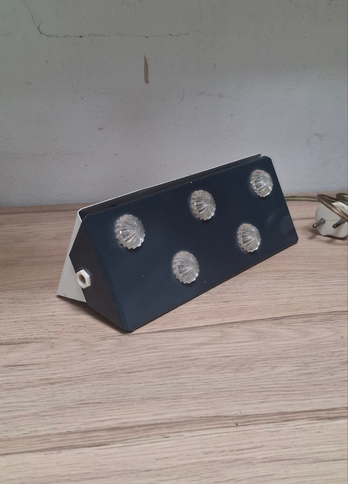 Vintage grijs Herda bedlampje met kristallen., Ophalen of Verzenden