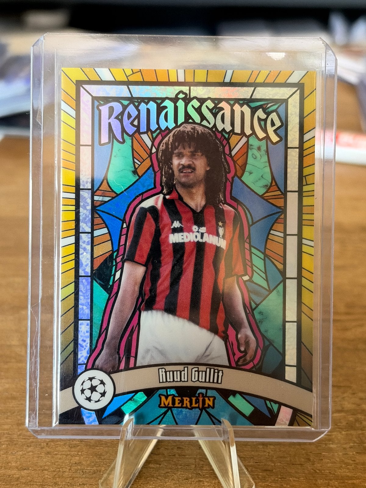 Ruud Gullit Renaissance Merlin Topps Champions League kaart, Ophalen of Verzenden, Zo goed als nieuw, Buitenlandse clubs, Spelerskaart