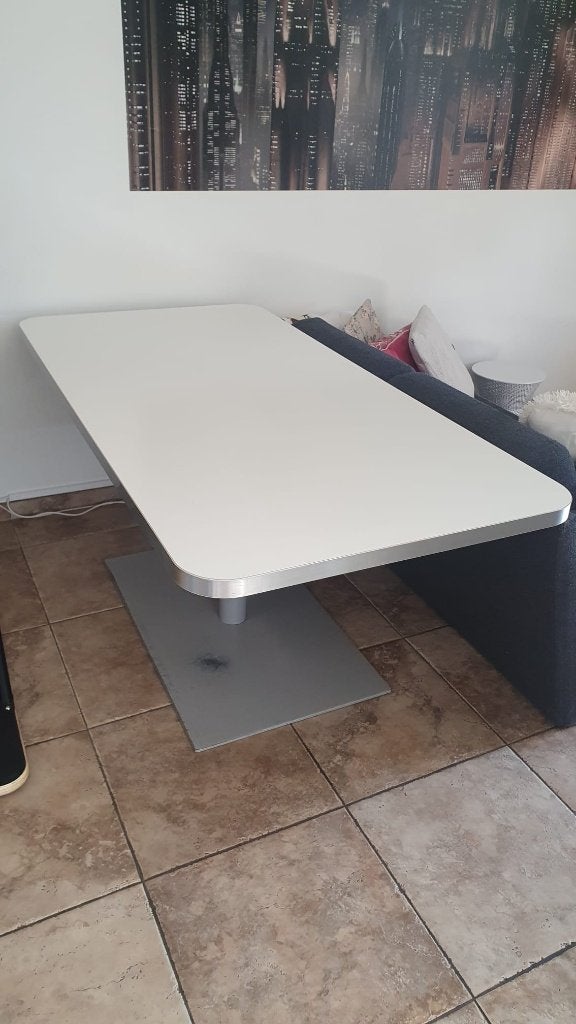 Tafel wit blad / stalen poot, 200 cm of meer, 50 tot 100 cm, Zo goed als nieuw, Vijf personen of meer