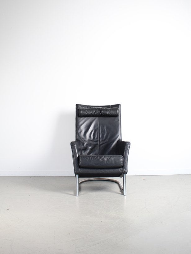2x Montis Madonna Fauteuil Zwart Leer – Chroom, Niet ingevuld, Gebruikt, Niet ingevuld, 50 tot 75 cm