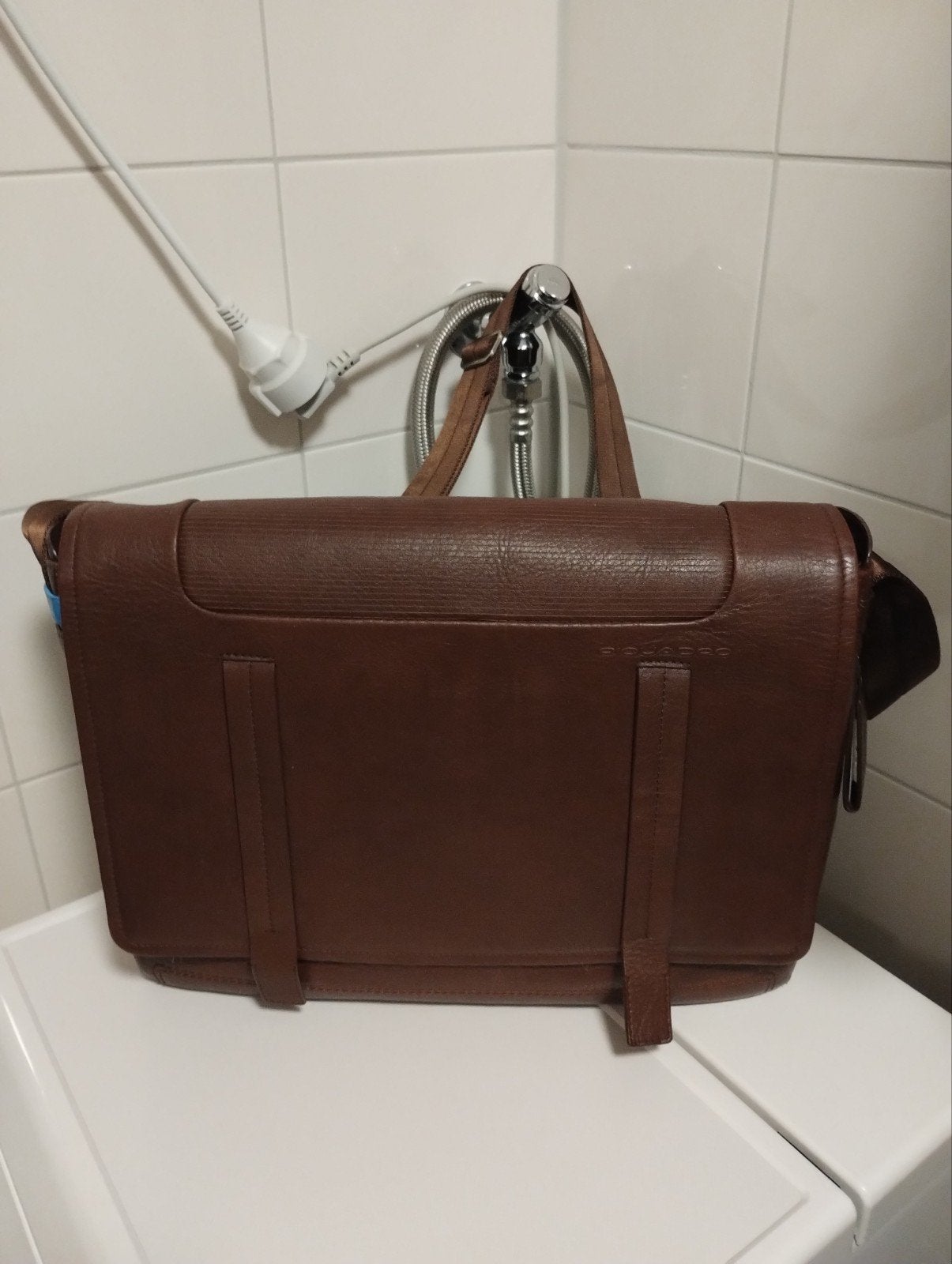 Topkwaliteit Piquadro leren laptoptas schoudertas, Ophalen of Verzenden