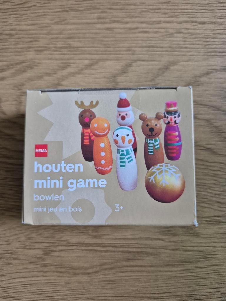 Houten Mini Game Bowlen - Kerstfiguren, Ophalen of Verzenden, Nieuw