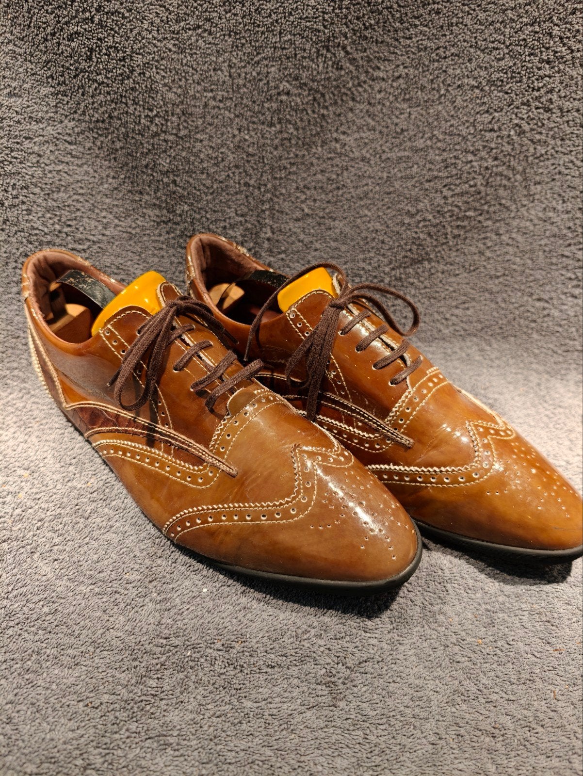 Floris van Bommel nette schoenen, maat 8 1/2, gele tong, Bruin, Floris van Bommel, Ophalen of Verzenden, Gedragen
