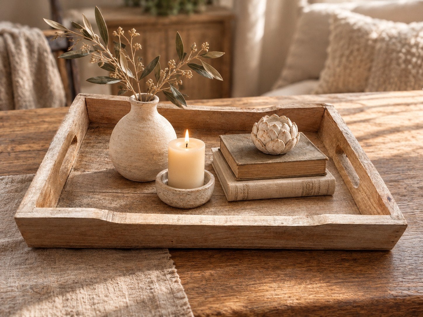 bruin houten dienblad, Huis en Inrichting, Ophalen, Gebruikt, Rechthoekig, Hout