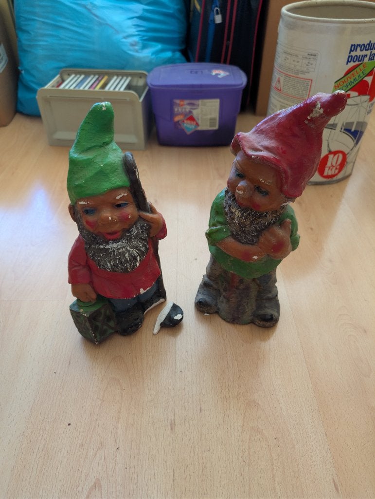 2 Vintage kabouters zoeken een nieuw thuis + TLC, Tuin en Terras, Ophalen, Gebruikt
