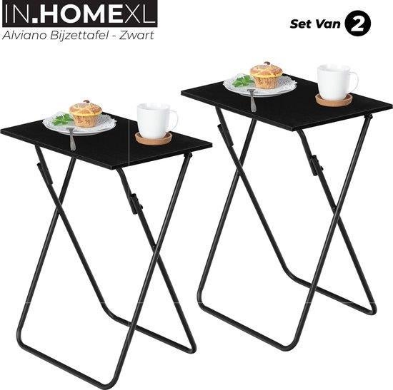Bijzettafel-Set 2-Zwart-48 x 36 x 65 cm, 45 tot 60 cm, Minder dan 55 cm, Vierkant, Nieuw