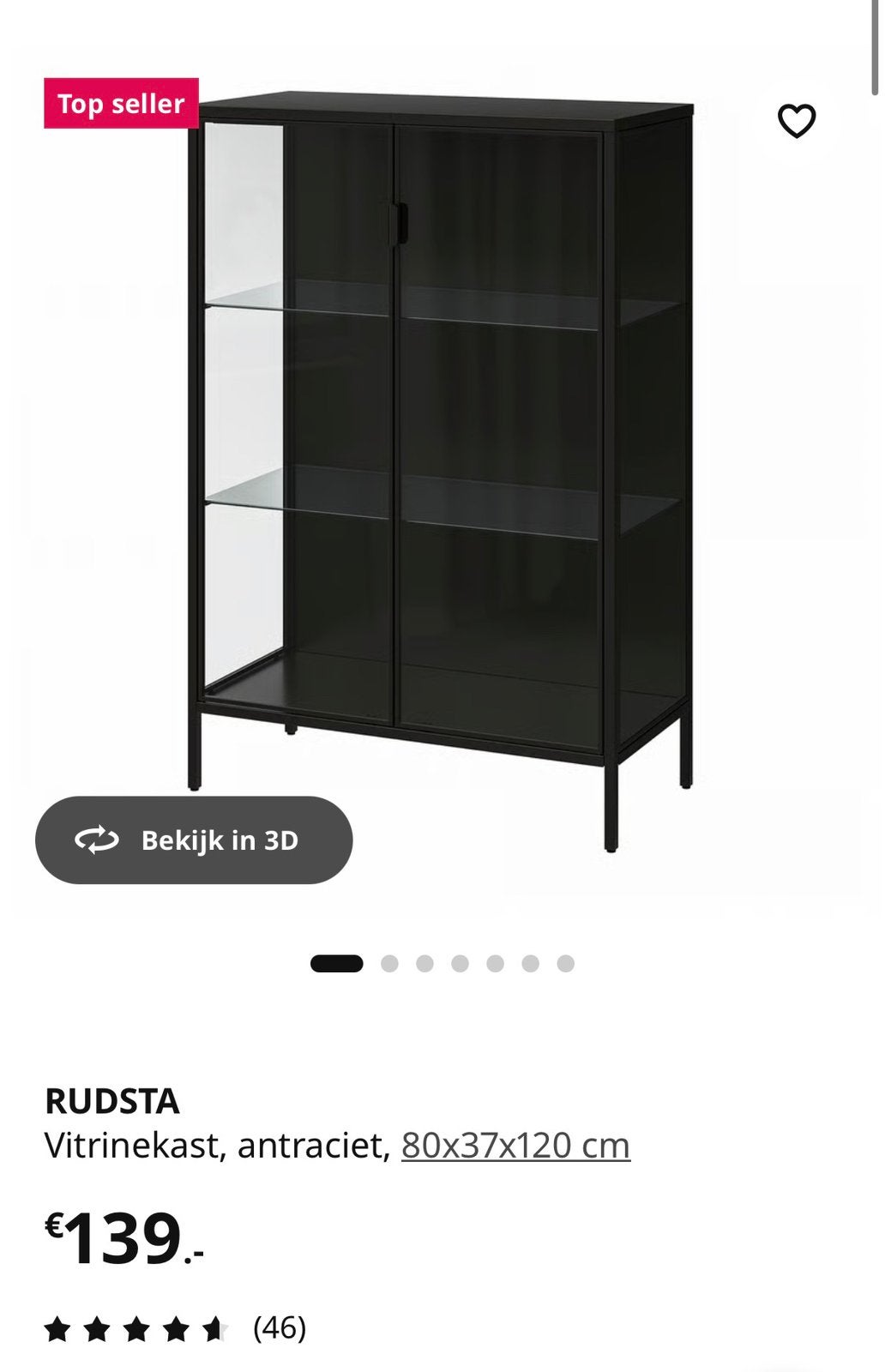 Vitrinekast IKEA Z.G.A.N., Ophalen, 50 tot 100 cm, Zo goed als nieuw, 150 tot 200 cm