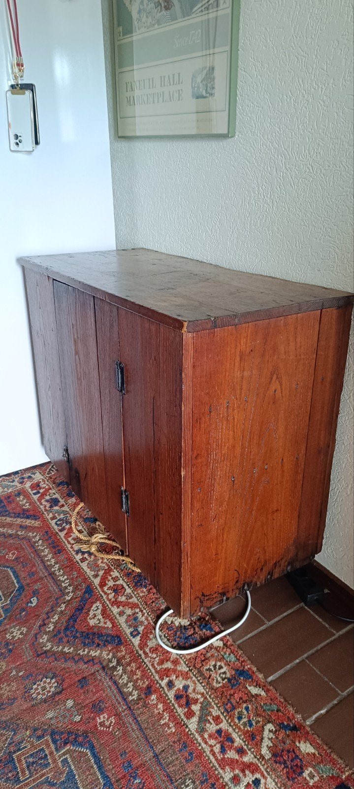 Authentiek oud boerenkastje met gietijzeren beslag 70x97x45, Ophalen