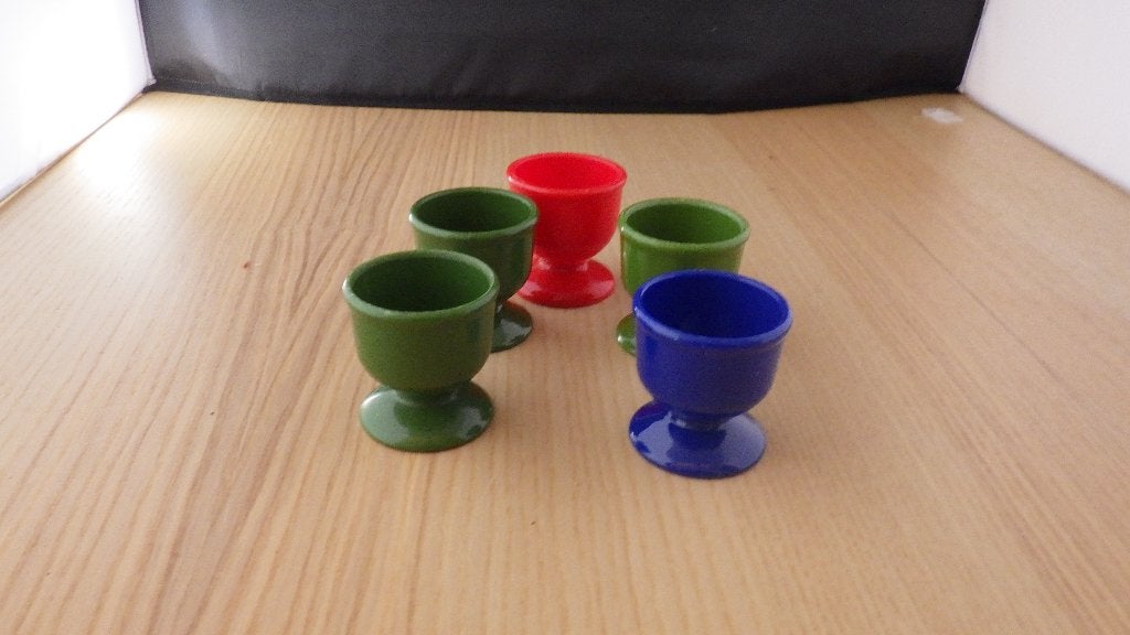 5 gekleurde retro eierdopjes, Ophalen of Verzenden, Overige typen