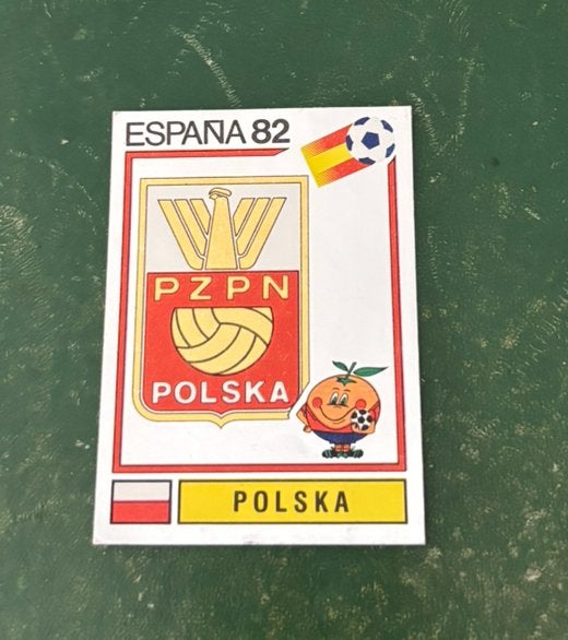 Panini plaatje embleem Polen WK 1982, Ophalen of Verzenden, Zo goed als nieuw