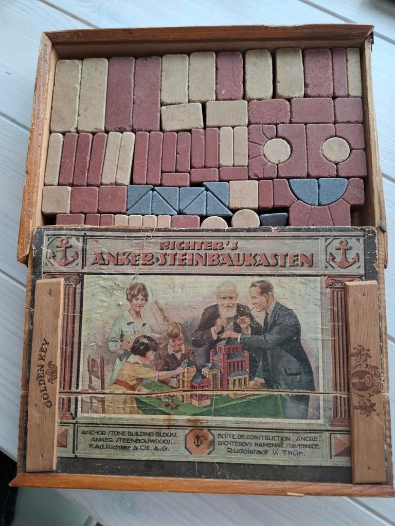 Antieke Richter's Anker Steinbaukasten Bouwdoos, Ophalen, Gebruikt, Overige merken