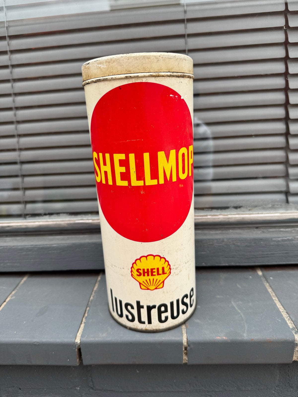 Vintage Shell Lustreuse blik - Oude Shell blik, Gebruikt, Gebruiksvoorwerp, ., Ophalen of Verzenden