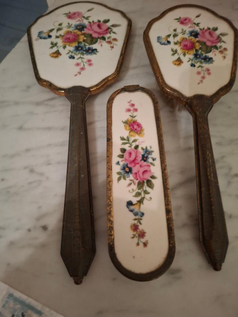 Toilet  set, Antiek en Kunst, Antiek | Spiegels, Ophalen, Ovaal, Minder dan 50 cm