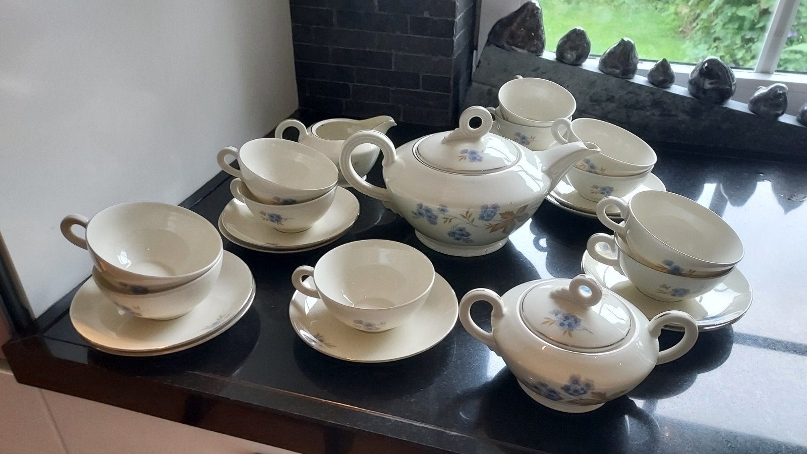 Vintage Tielsch-Altwasser theeservies met bloemmotief, Ophalen, Gebruikt, Overige merken, Vintage