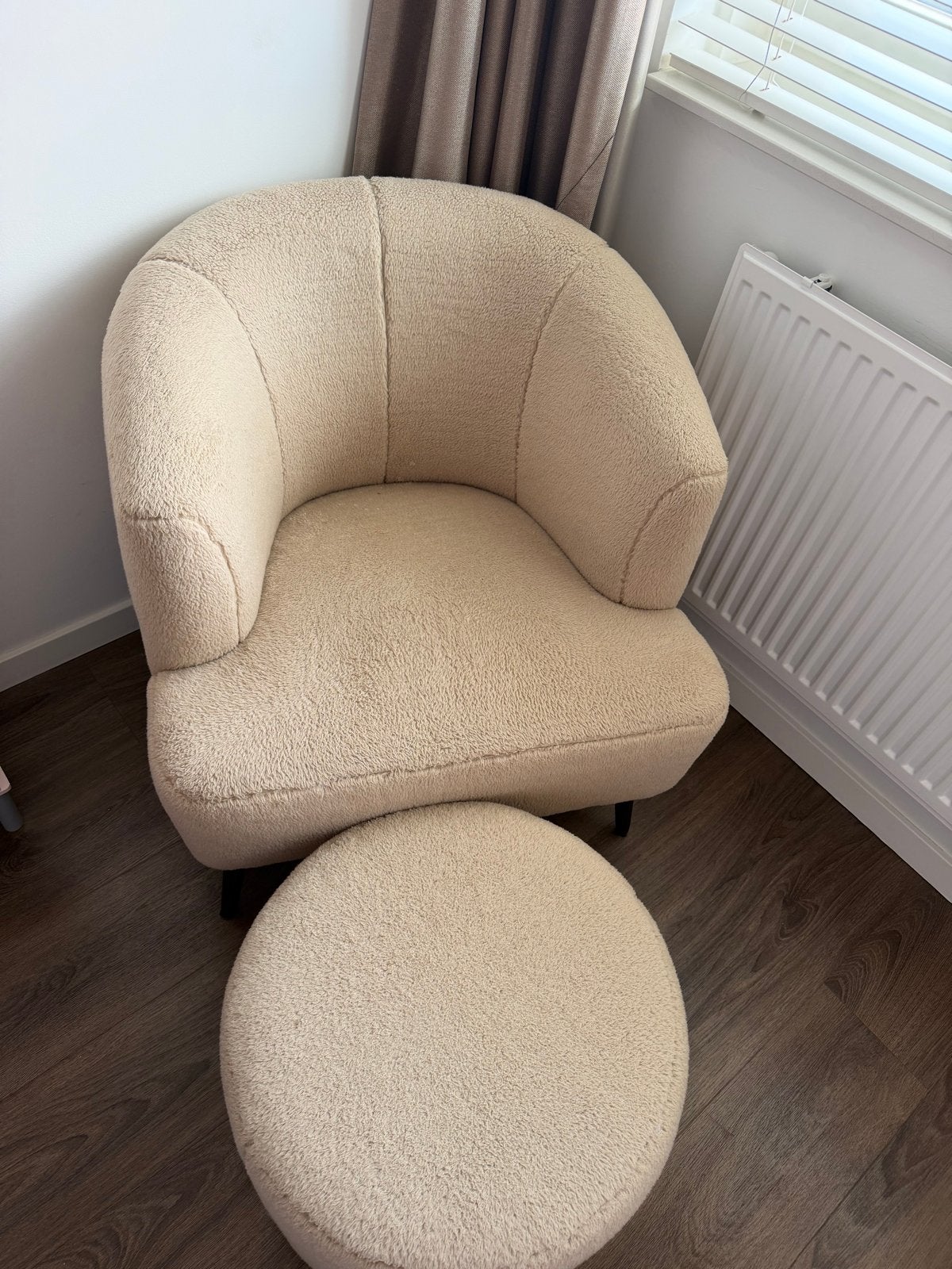 Teddy fauteuil met poef., Ophalen, Zo goed als nieuw, Stof, 75 tot 100 cm