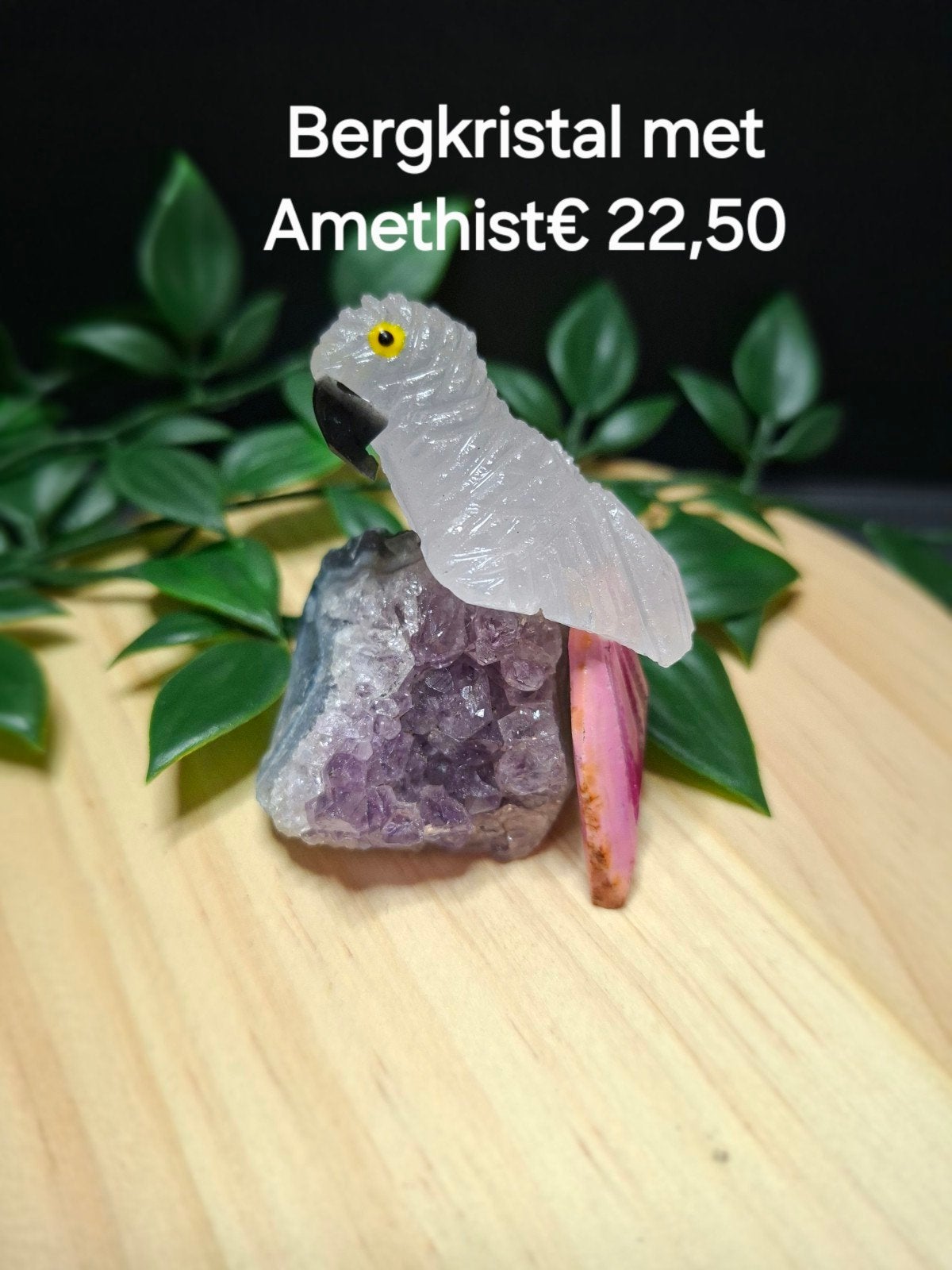 Bergkristal vogeltje op amethist, Ophalen of Verzenden
