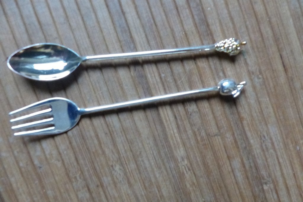 verzilverd theelepeltje en vorkje fruit, Huis en Inrichting, Ophalen of Verzenden, Nieuw, Zilver