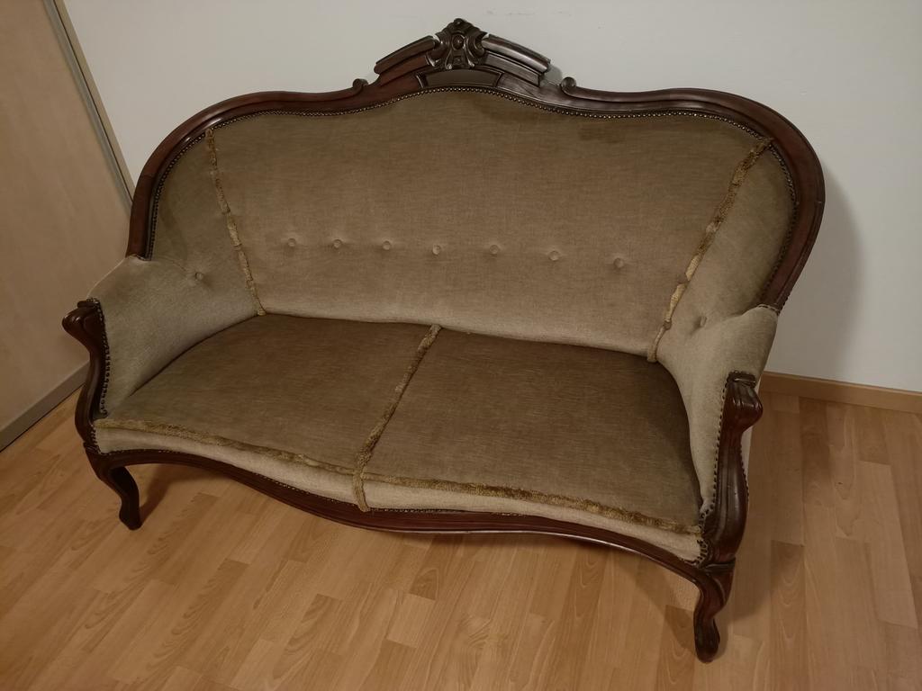 Antieke 2 zits bank vintage Louis XV Queen Ann, Ophalen