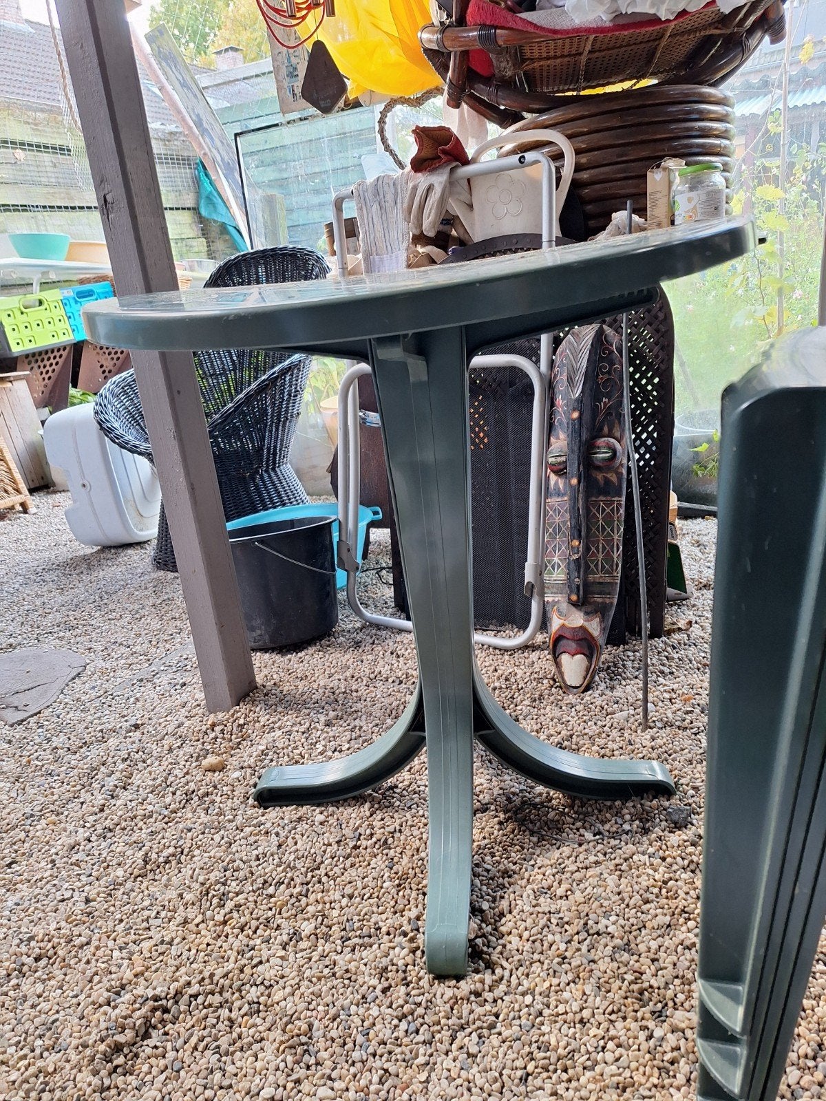 Hartmann tuintafel met vier stoelen, Ophalen, Gebruikt, Kunststof