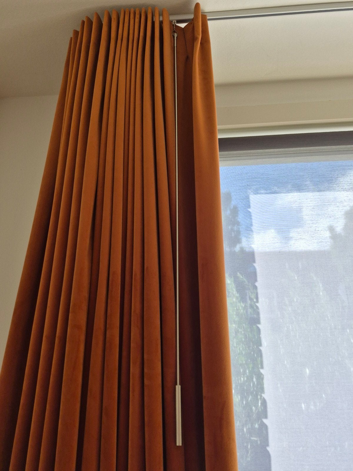 Gordijnen velours cognac/koper/oranje 335 cm B x 255 cm H, Ophalen, Overige merken, Fluweel, 255 cm
