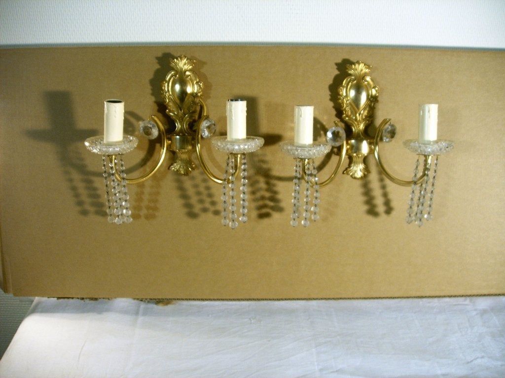 Twee identieke wandlampjes in rococostijl., Ophalen of Verzenden, Zo goed als nieuw, Glas