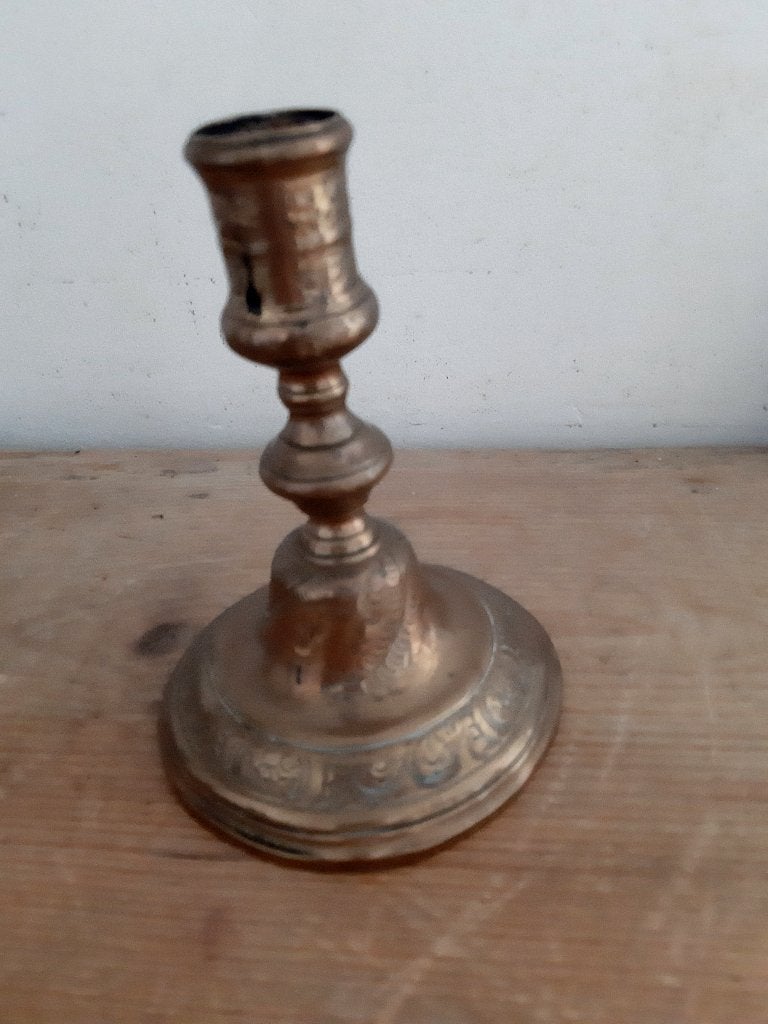 Oude koperen kandelaar, Ophalen of Verzenden, Koper of Brons