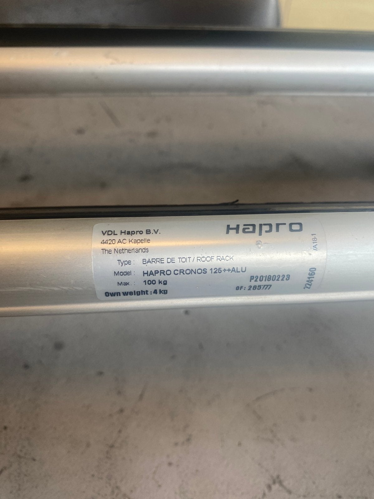 Hapro dakdragers Cronos 125 aluminium, Auto diversen, Dakdragers, Ophalen of Verzenden, Gebruikt