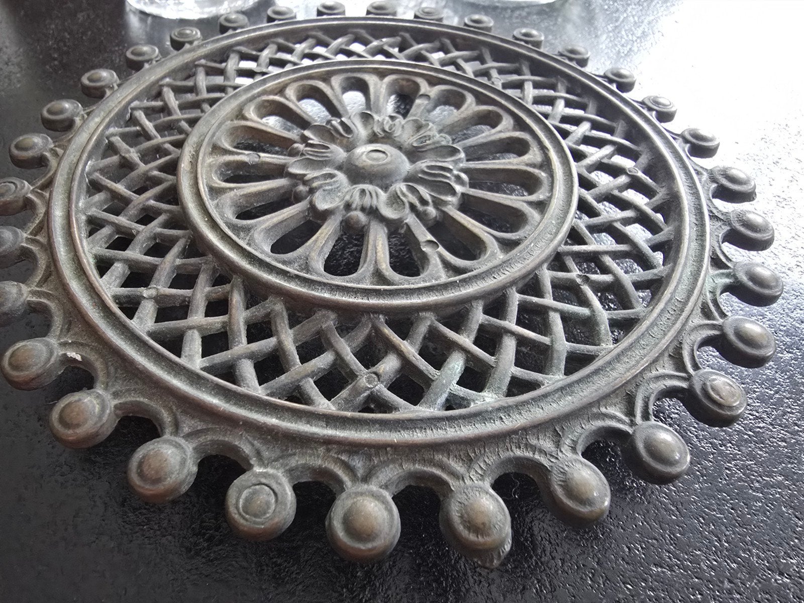 Antieke Art Deco koperen / messing onderzetter €25, Ophalen of Verzenden