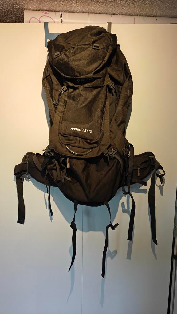 Ayacucho Andes Backpack 75+10L - Ideaal voor Trekking, Ophalen, Gebruikt, Grijs, 30 cm of meer