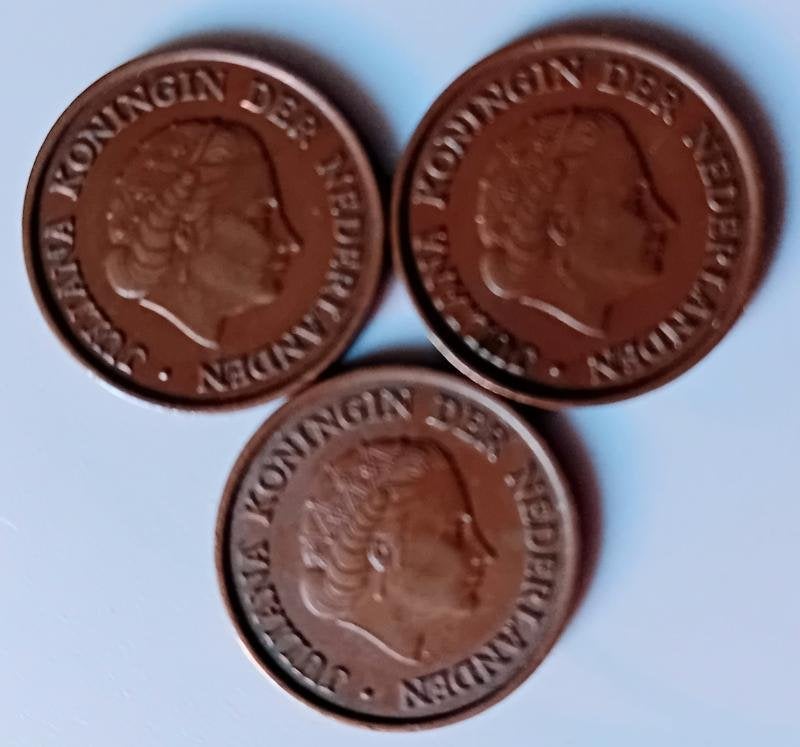 3 stuks bronzen stuiver muntjes juliana 1951, Ophalen of Verzenden, Koningin Juliana, 5 cent, Setje