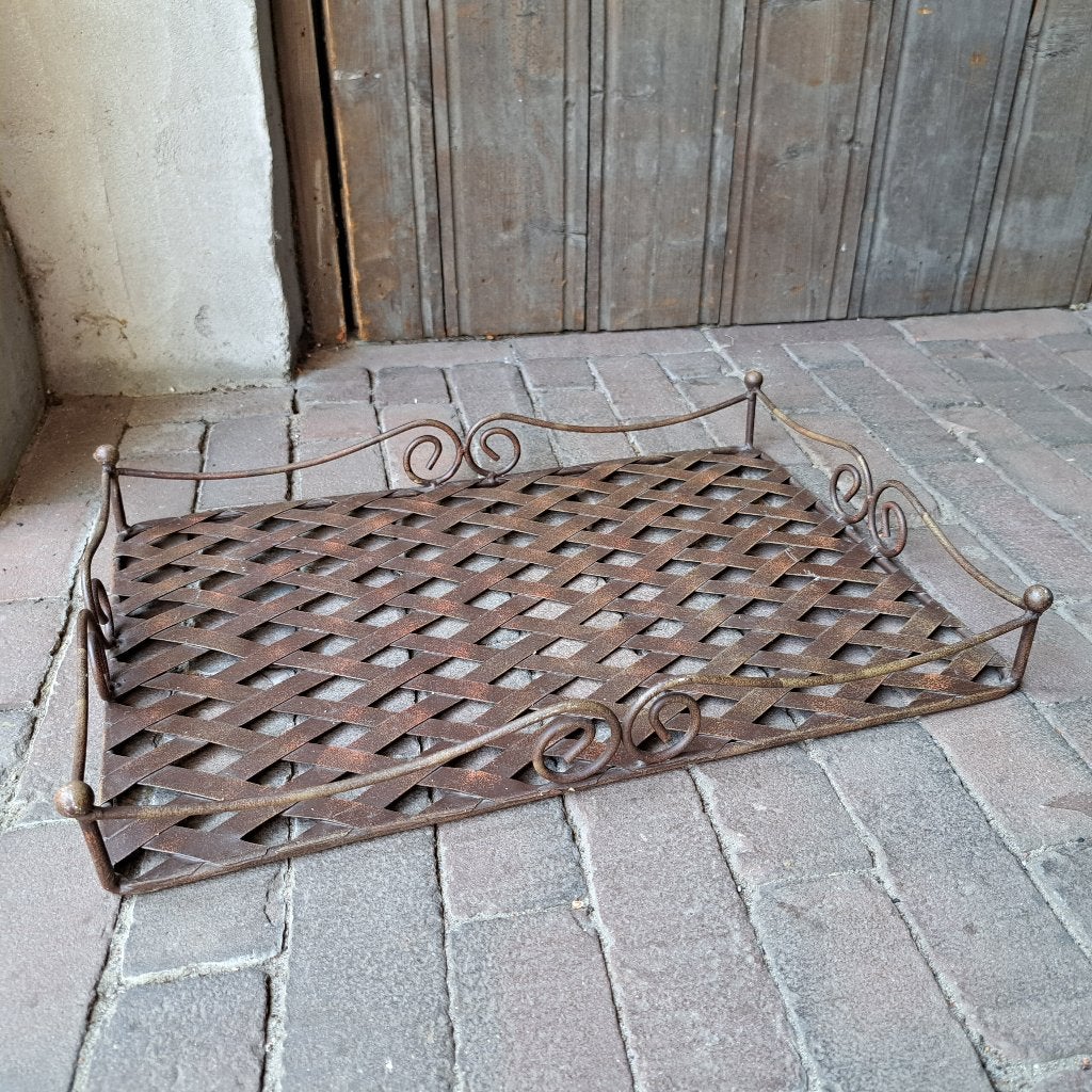 Landelijk sierlijk metalen dienblad 49x34cm *Etage3*, Gebruikt, ., Ophalen of Verzenden, .