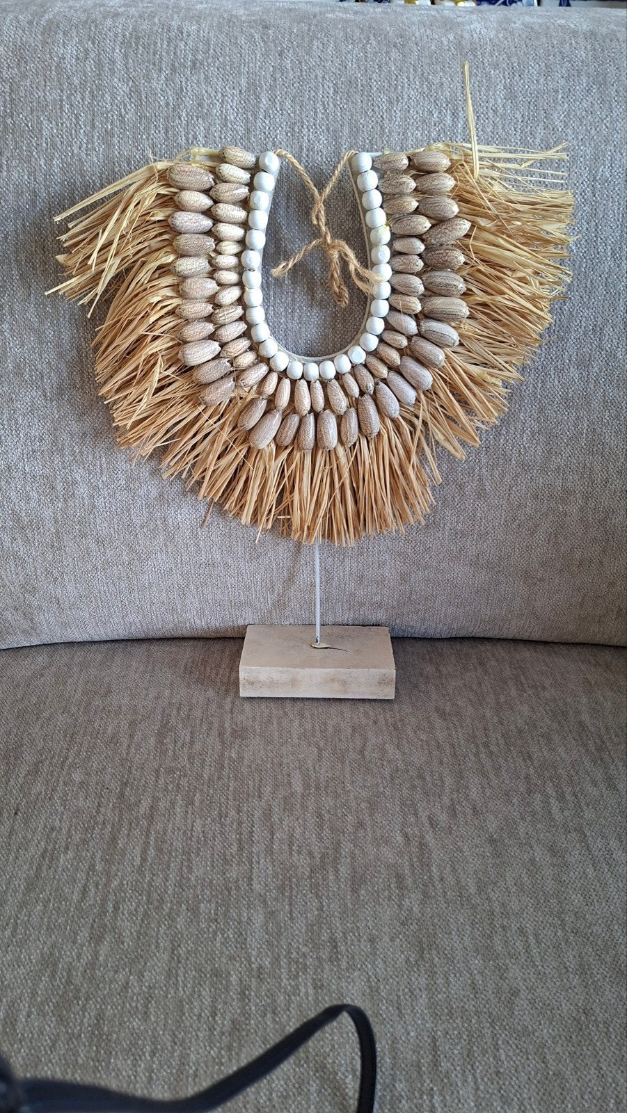 Schelpenketting op standaard - Boho decoratie, Huis en Inrichting, Woonaccessoires | Overige, Ophalen, Gebruikt, Beige, Boho