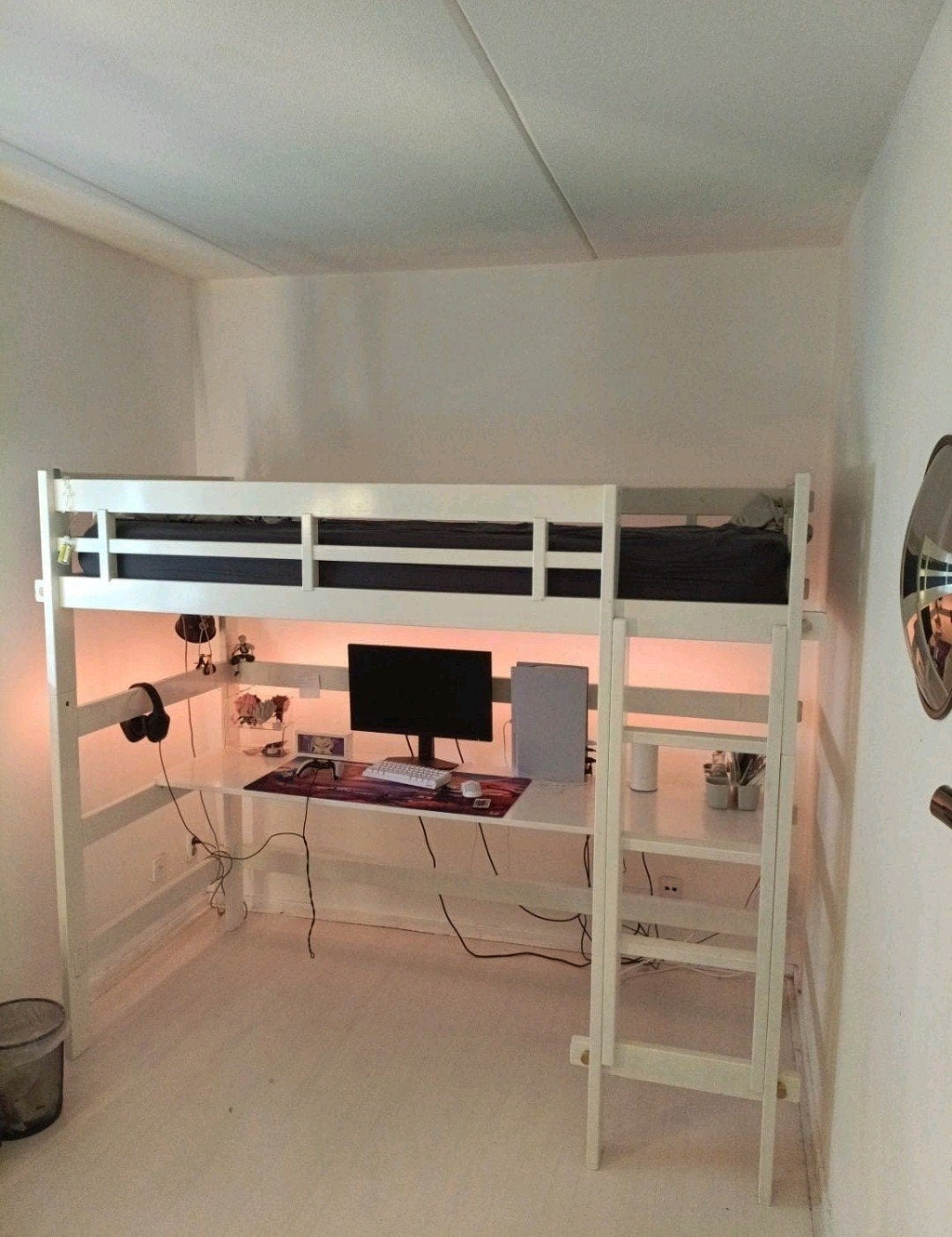 Wit houten hoogslaper, Ophalen, Gebruikt, Eenpersoons, 90 cm