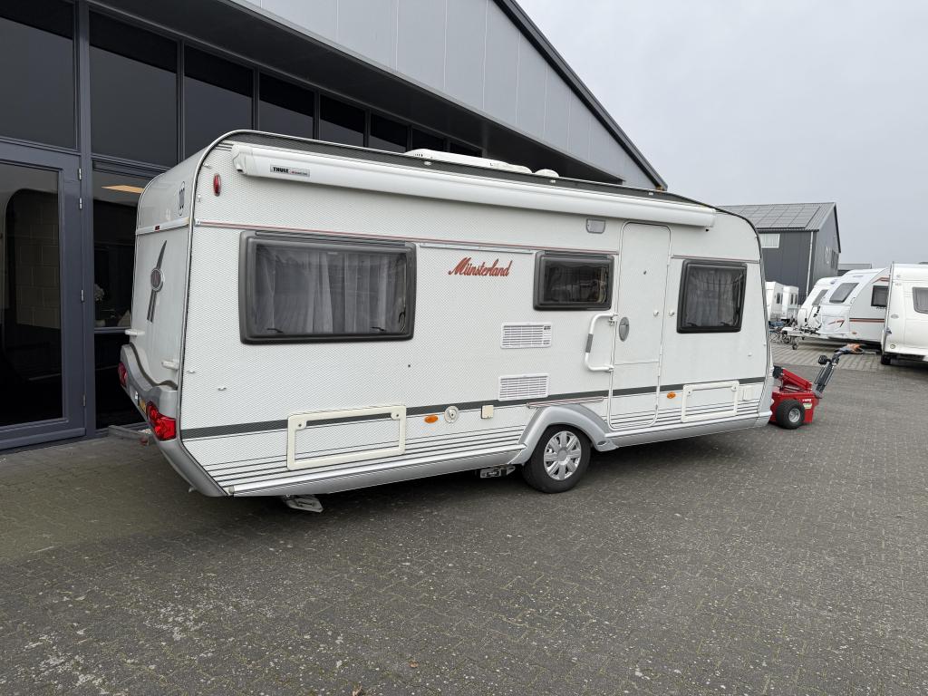 LMC Munsterland 495 E Aparte bedden 205cm Airco Mover Luifel, Caravans en Kamperen, Caravans, Standaardzit, Lengtebed, 4 tot 5 meter