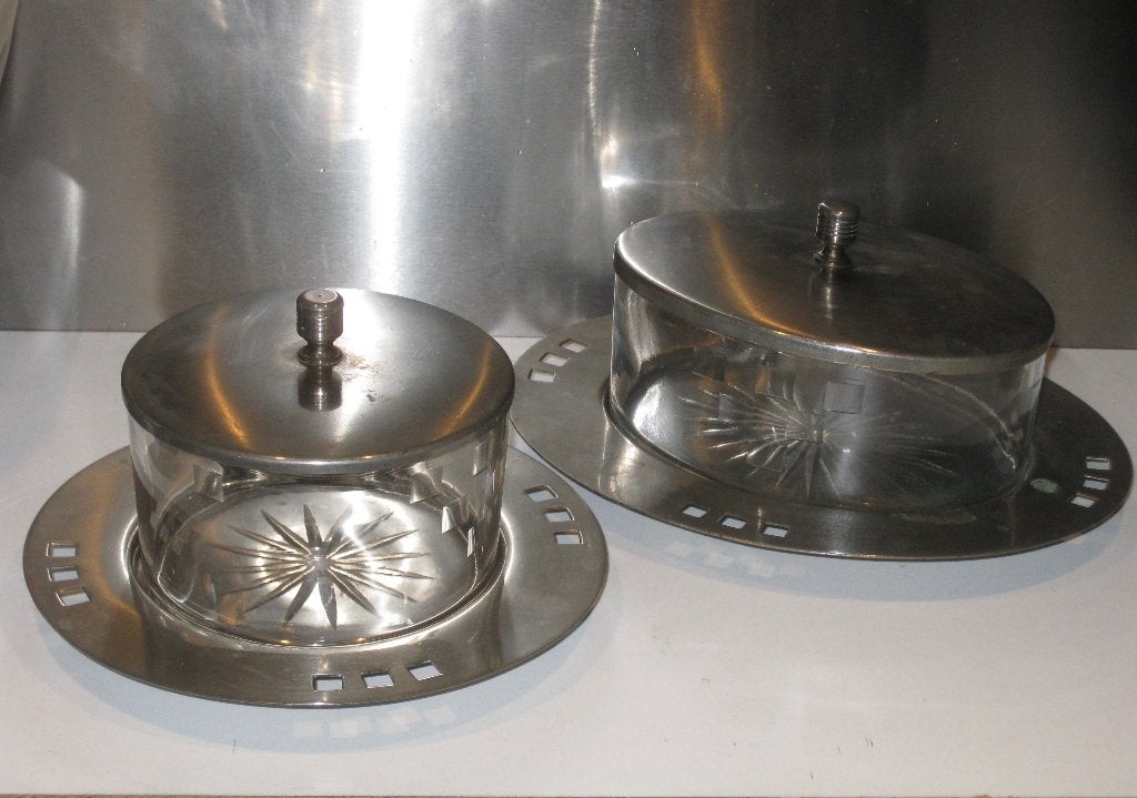 Art Deco Verzilverd Koektrommel Ovaal & Rond Gemerkt Adelaar, Ophalen