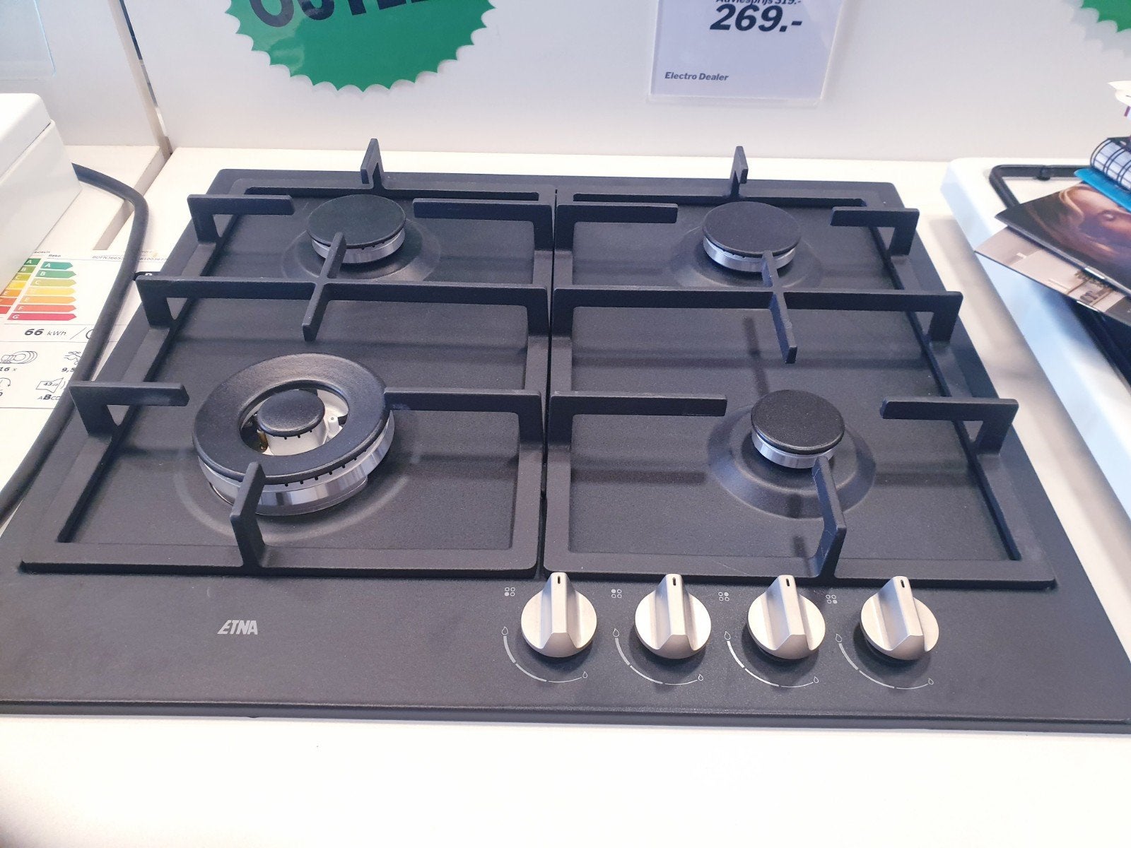 Gaskookplaat  - met Wokbrander - Mat Zwart Nieuw