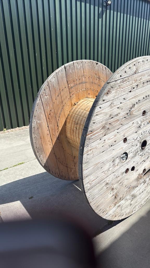 Haspel 180cm, Tuin en Terras, Tuintafels, Ophalen of Verzenden, Zo goed als nieuw, Rond, Hout