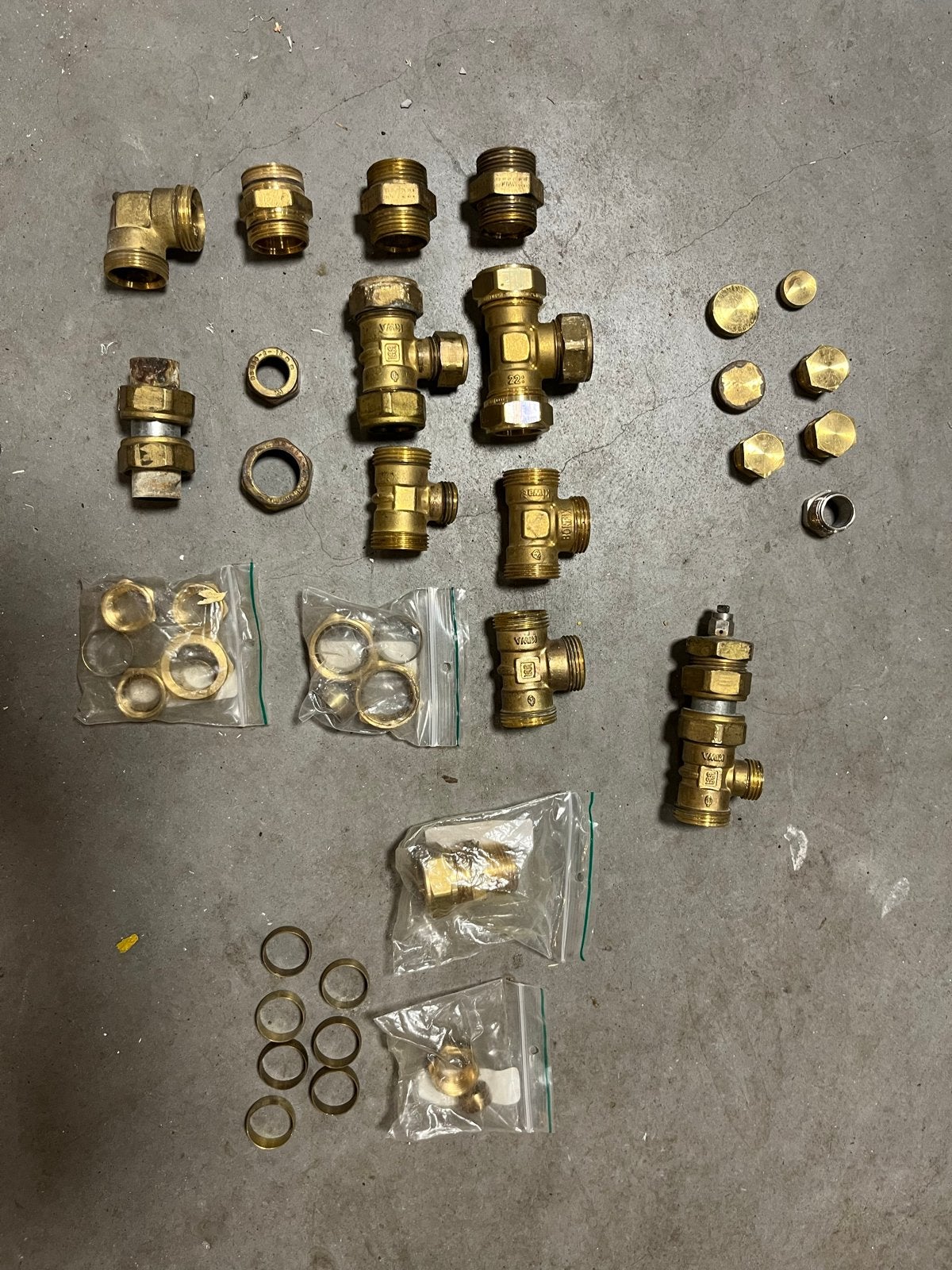 Diverse messing knelkoppelingen 22mm CV, Overige materialen, Gebruikt, Overige typen, Ophalen of Verzenden