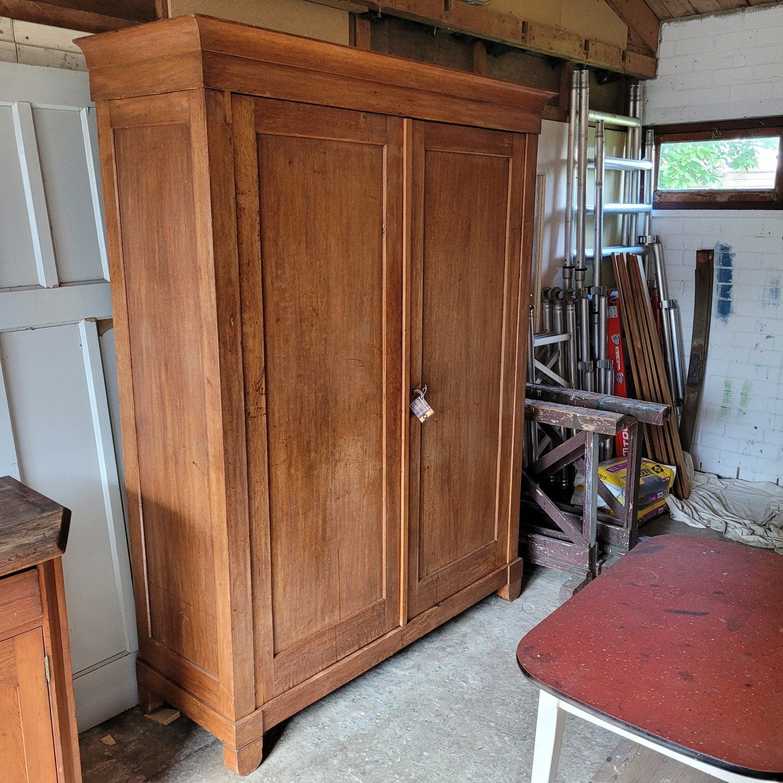 Brocante vintage oude kast kledingkast hang/legkast, Ophalen