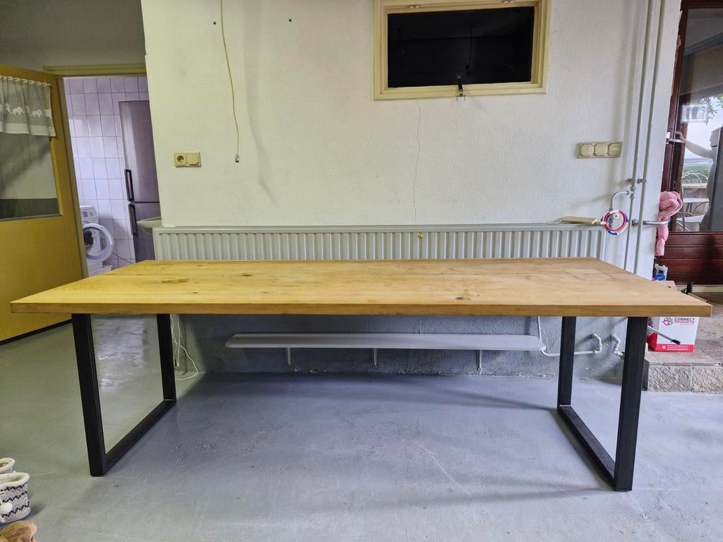 Mooie, stevige eikenhouten eettafel, Ophalen, Rechthoekig, 200 cm of meer, 50 tot 100 cm