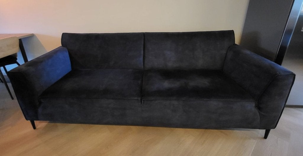 3-zits Bank Henders & Hazel Fluweel zwart, Ophalen, Modern, Scandinavisch, Industrieel, Driepersoons, 75 tot 100 cm