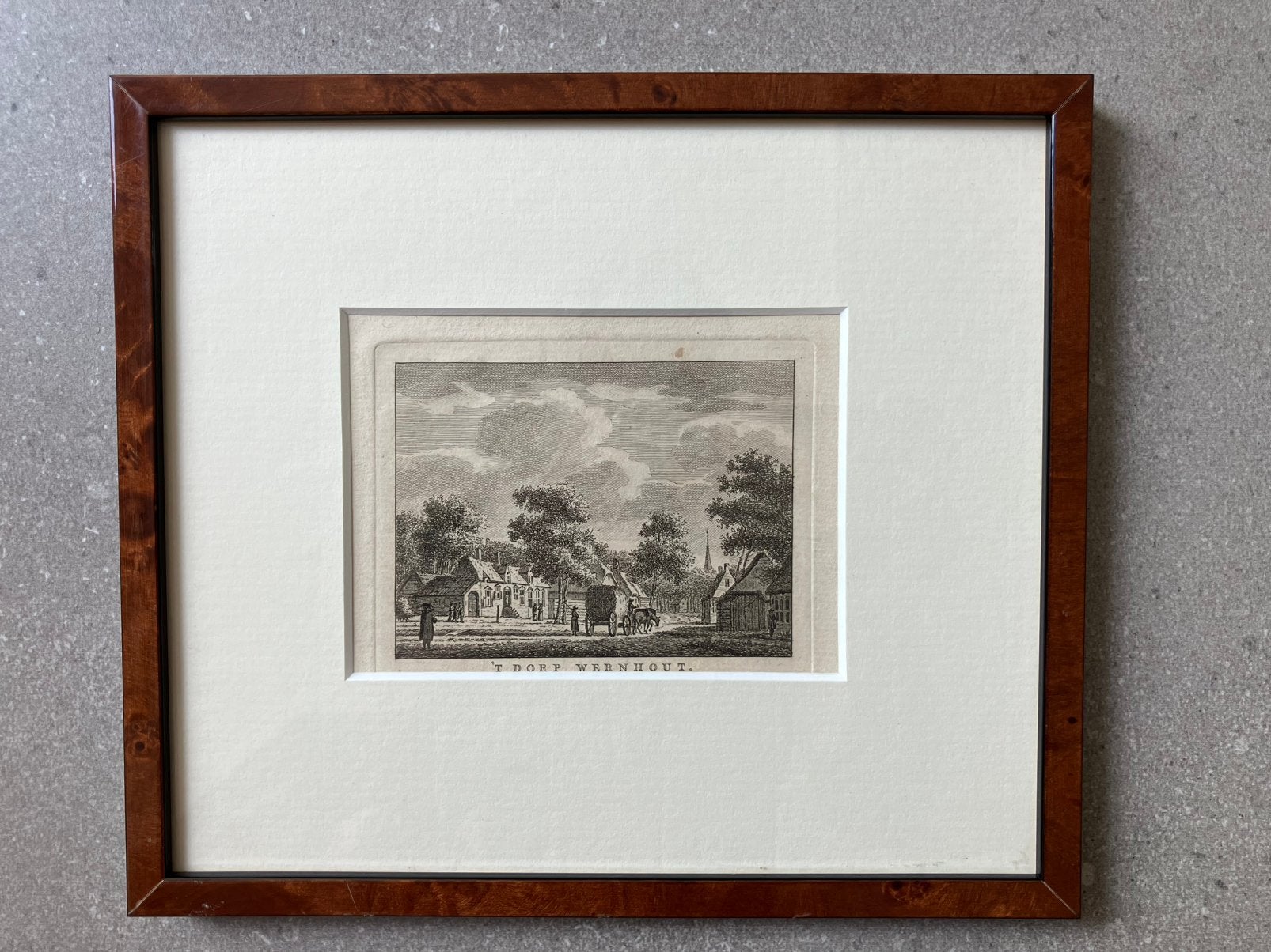 Antieke kopergravure Het Dorp Wernhout uit 1793 Jan Bulthuis, Ophalen of Verzenden, Voor 1920, Noord-Holland