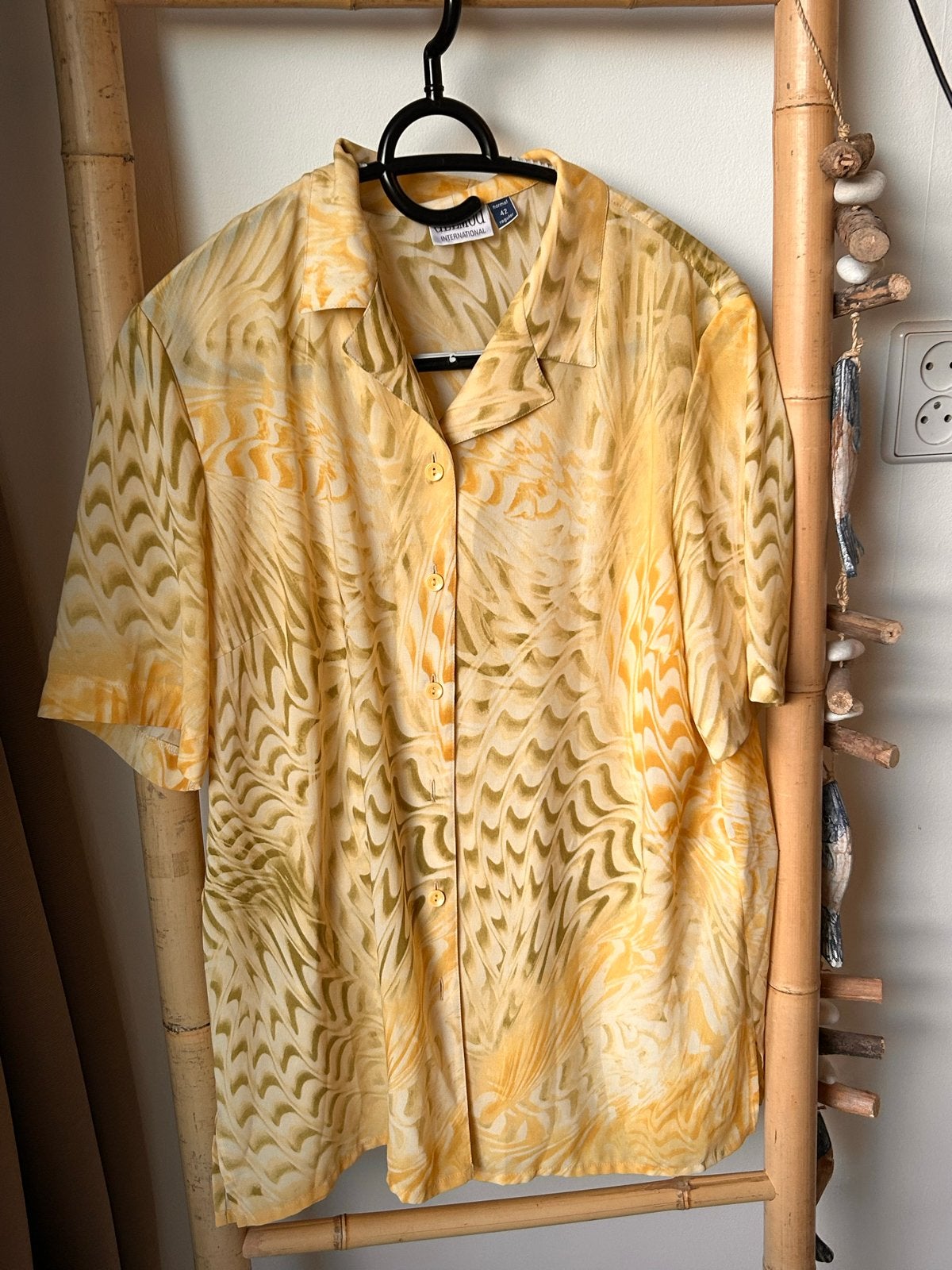 Delmod Vintage Gele Blouse Maat 42/44 (L), Ophalen of Verzenden, Gedragen, Maat 42/44 (L), Geel