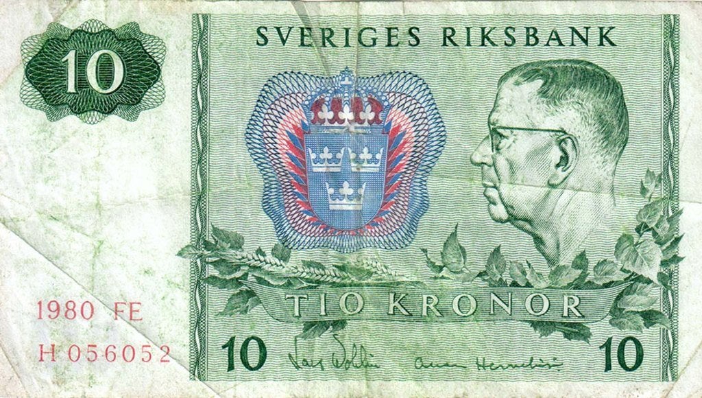 Zweden 10 kronor 1980 - F, Verzenden, Overige landen, Los biljet