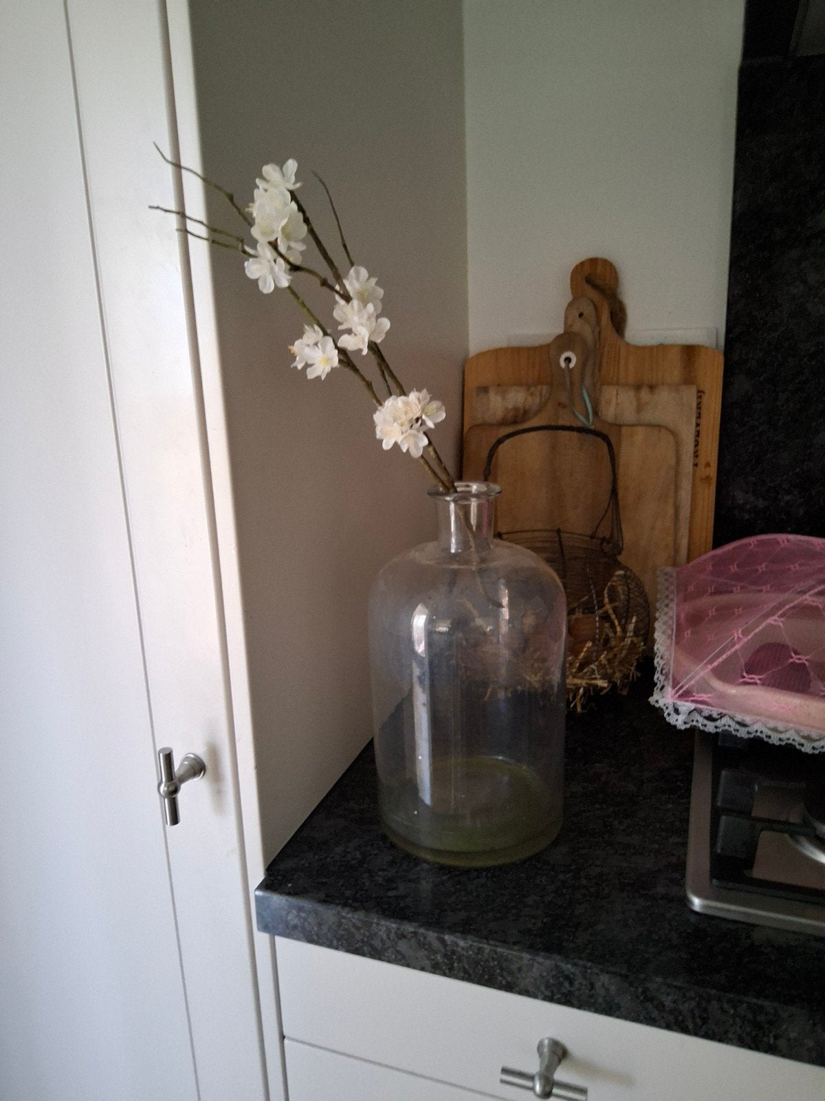 Grote glazen vaas apothekersfles, 34 cm hoog, Ophalen of Verzenden, Gebruikt, Transparant, Glas